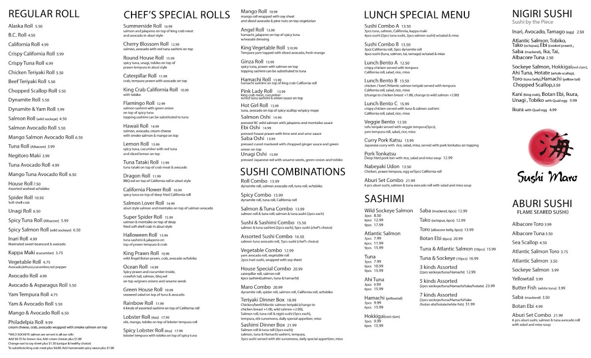 Sushi Maro Japanese Restaurant Menu 5