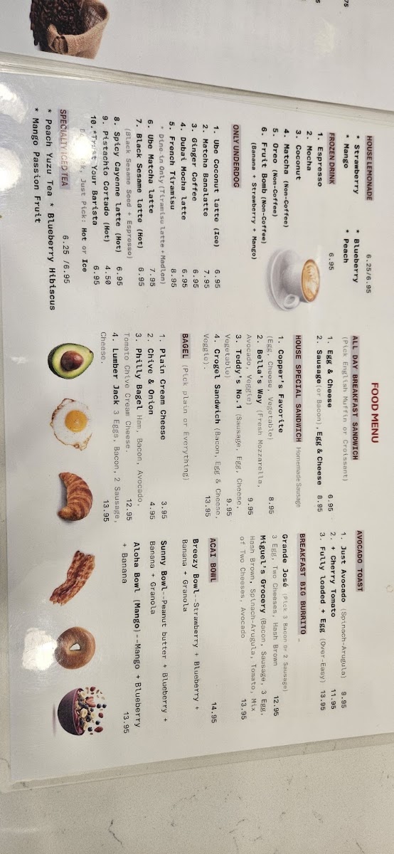 Underdog Coffee and Bread Annandale Menu 7