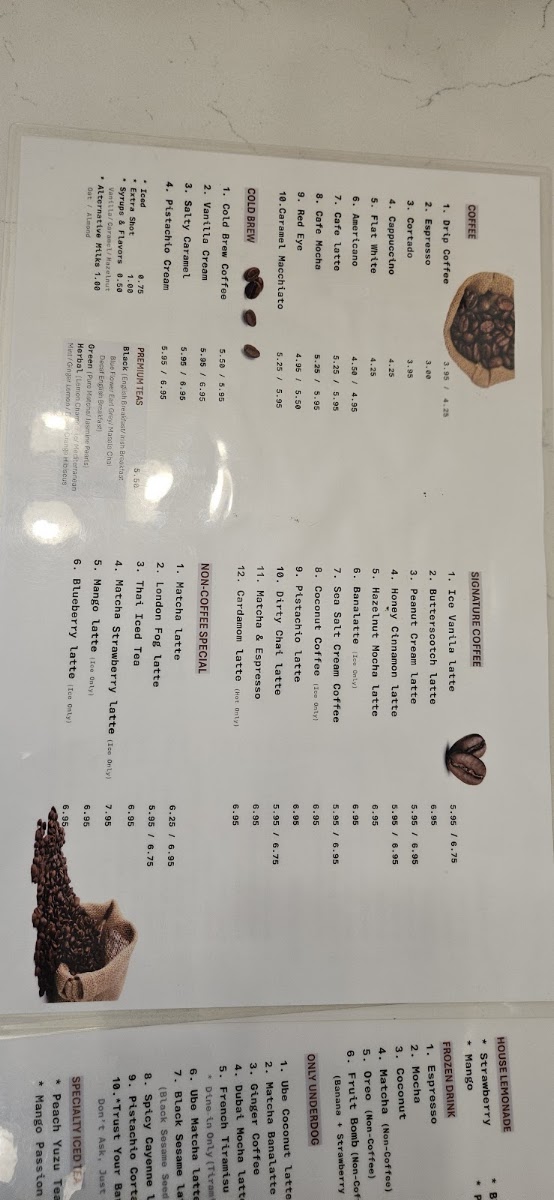 Underdog Coffee and Bread Annandale Menu 8