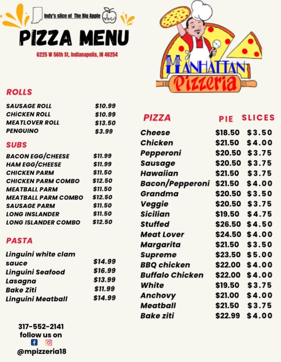 Manhattan Pizzeria Menu 1
