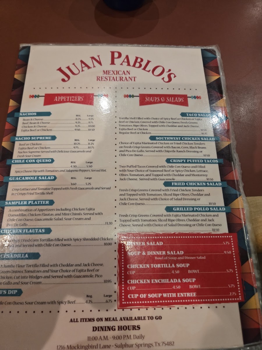 Juan Pablos Menu 7