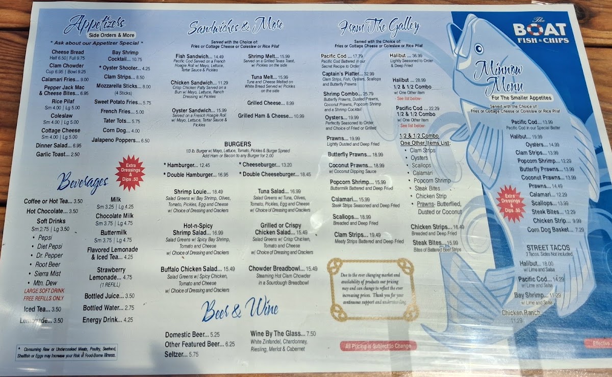 The Boat Fish & Chips Menu 1