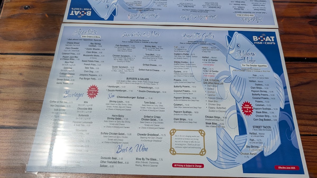 The Boat Fish & Chips Menu 2