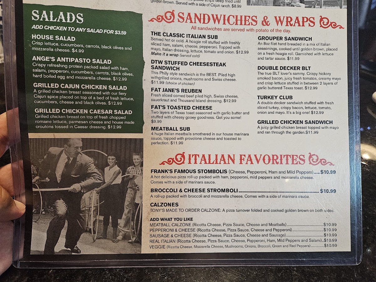 Frank & Tony's Place Menu 1