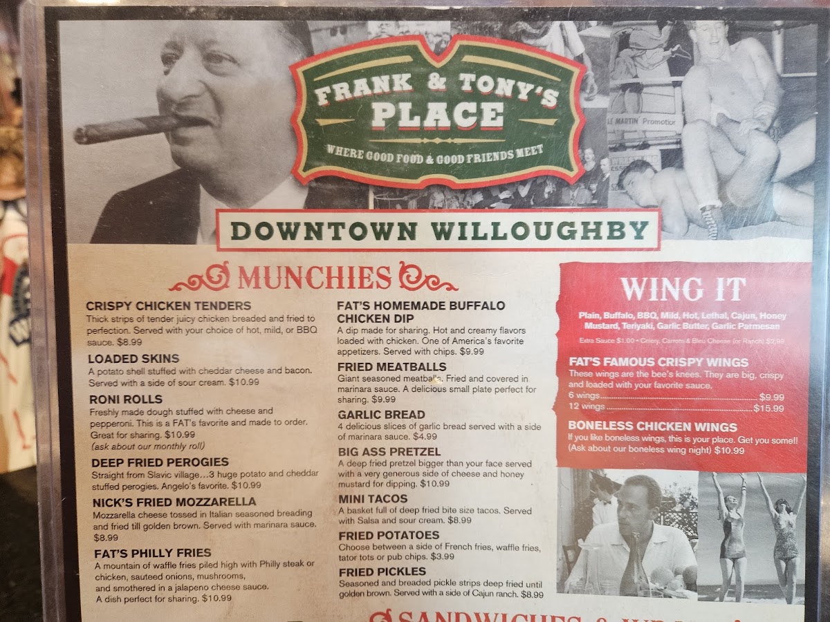 Frank & Tony's Place Menu 2