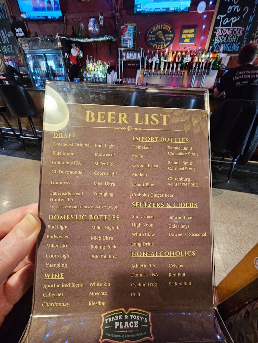 Frank & Tony's Place Menu 5