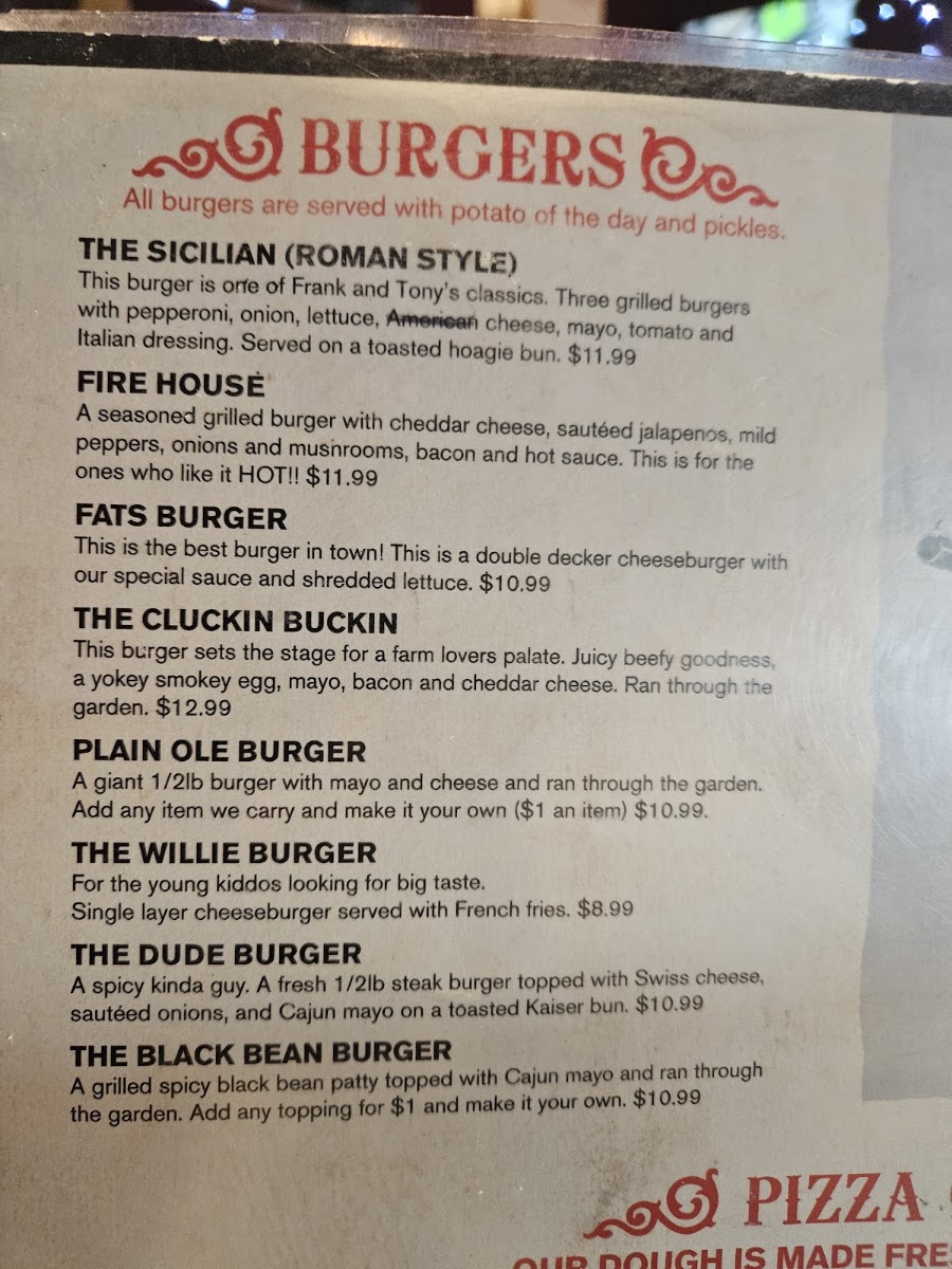 Frank & Tony's Place Menu 6