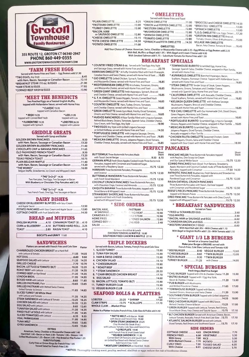 Groton Townhouse Restaurant Menu 3