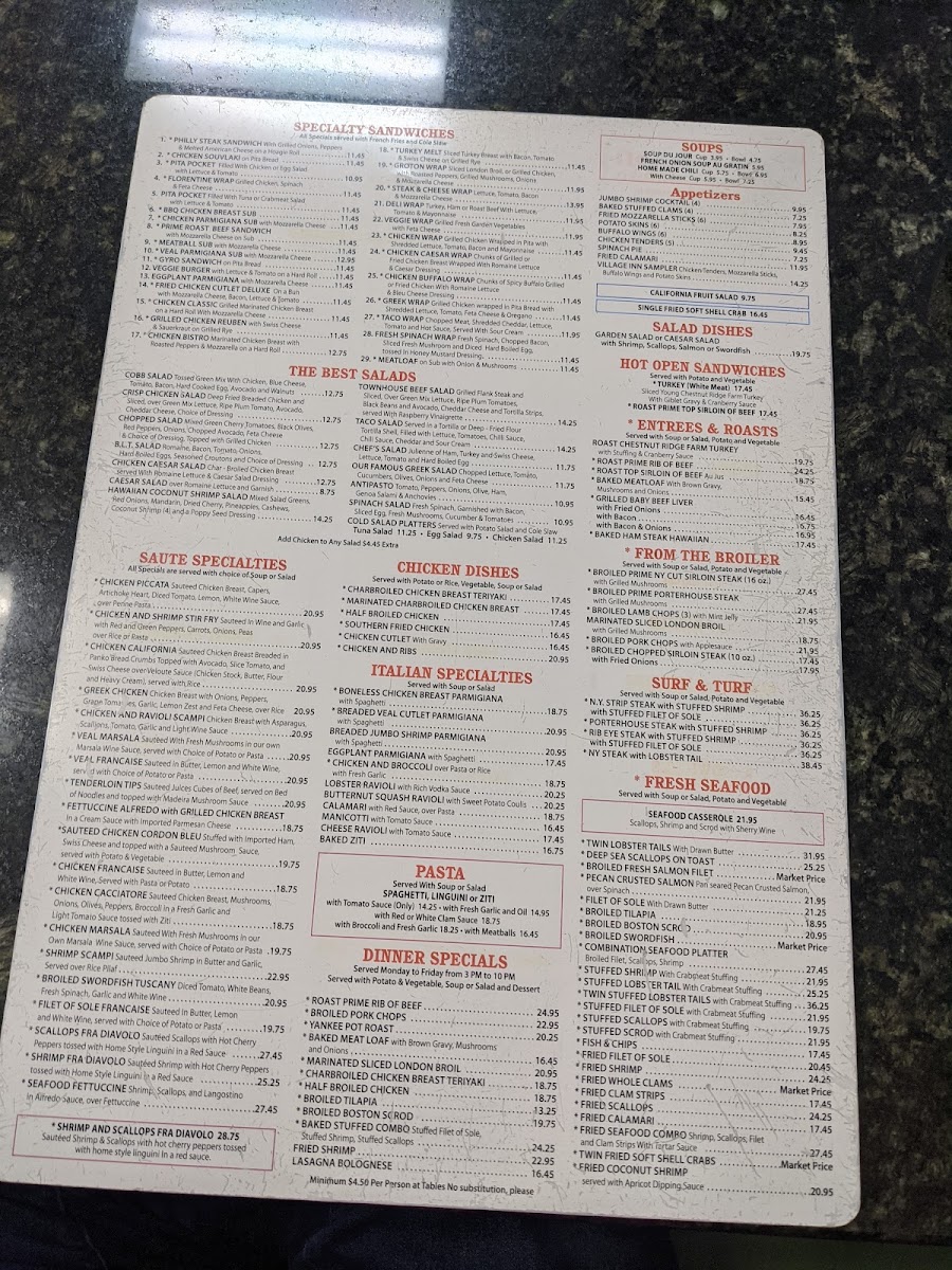 Groton Townhouse Restaurant Menu 4