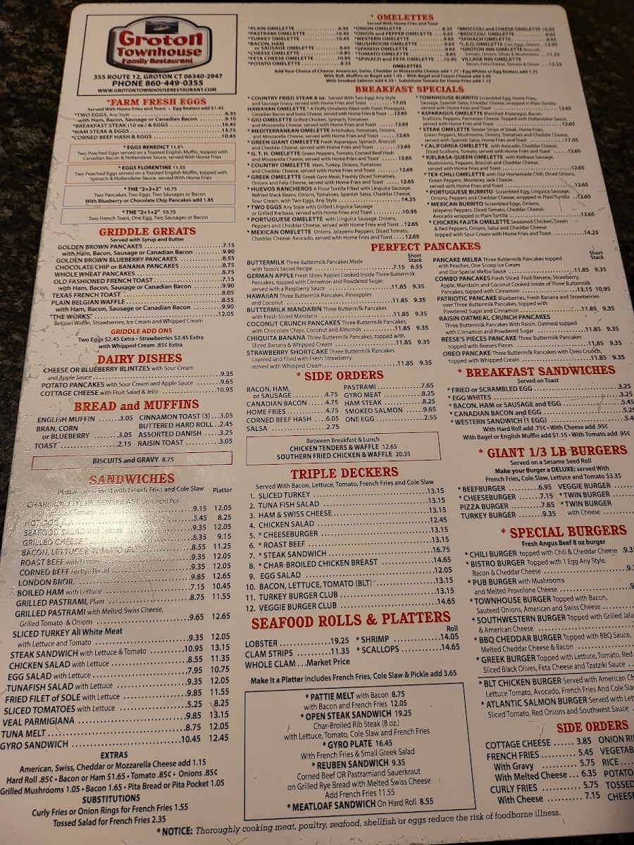 Groton Townhouse Restaurant Menu 9
