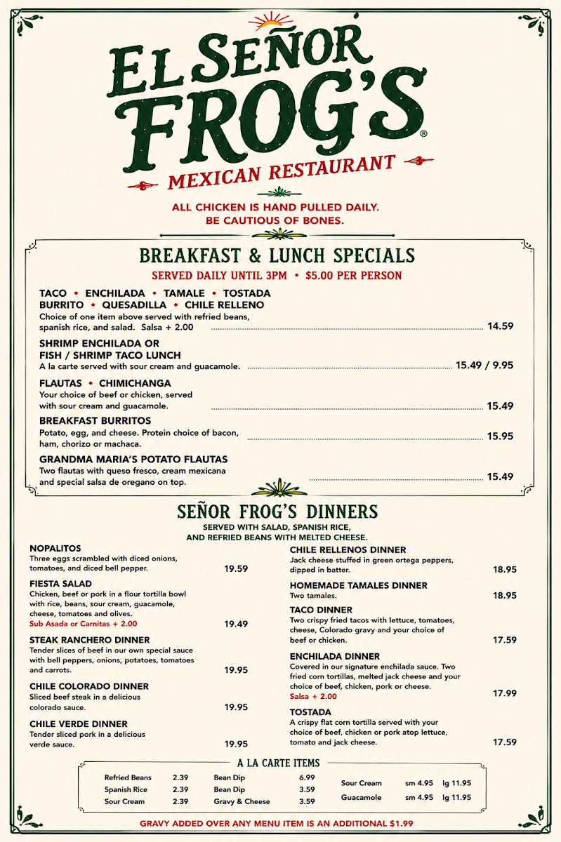 El Señor Frog's Menu 3