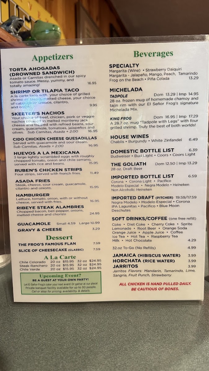 El Señor Frog's Menu 5