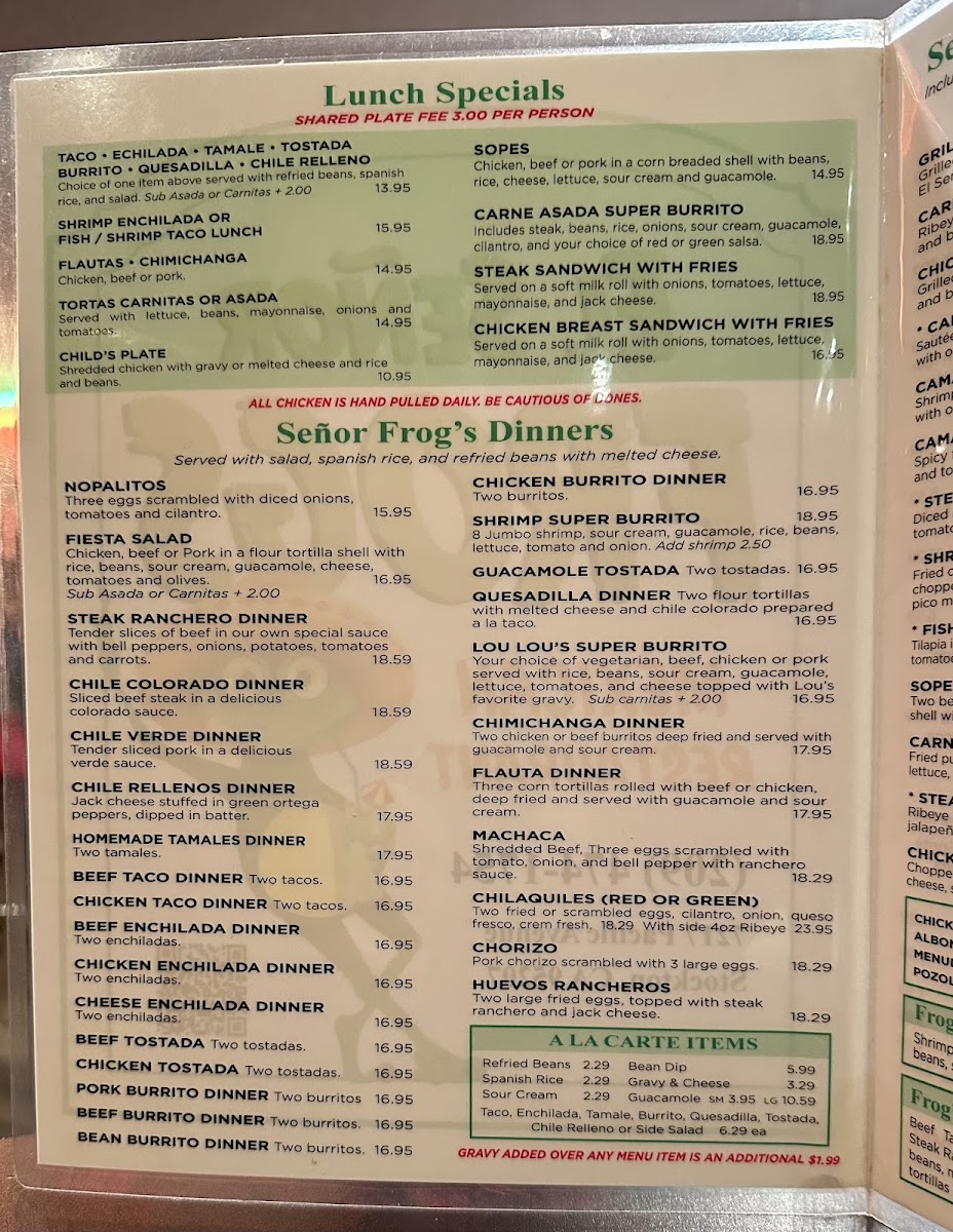El Señor Frog's Menu 8