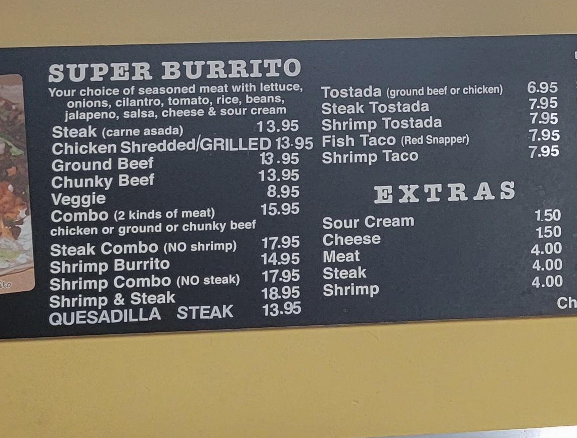 Las Palmas Super Burrito Menu 3