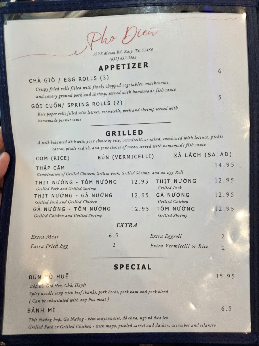 Pho Dien Katy Menu 6