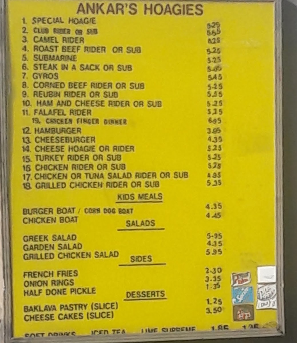 Ankar's Hoagies 58 Menu 4