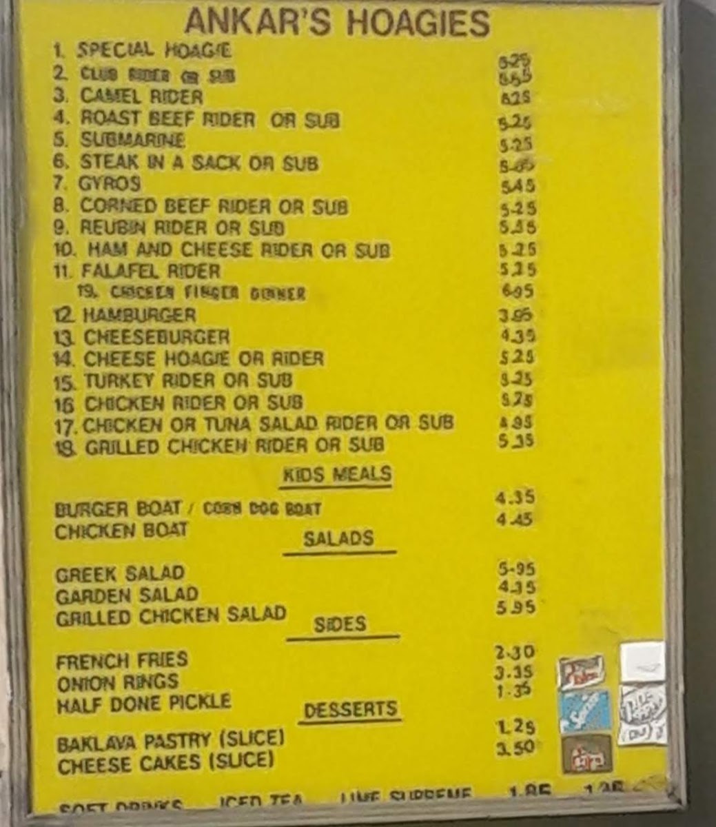 Ankar's Hoagies 58 Menu 5