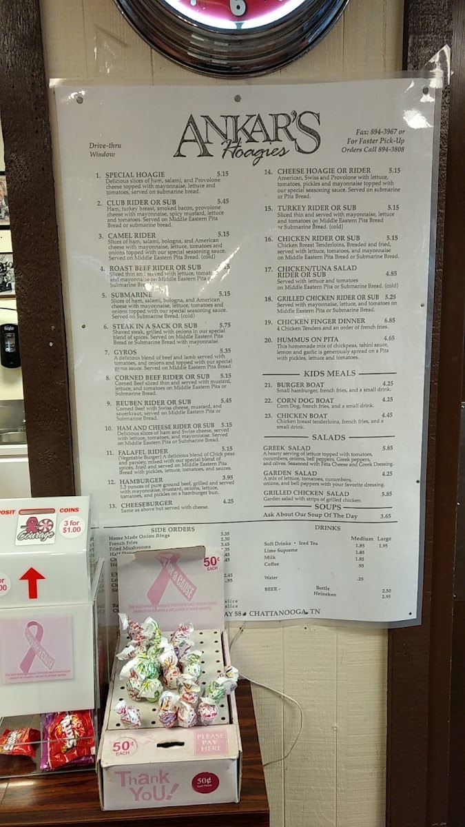 Ankar's Hoagies 58 Menu 6
