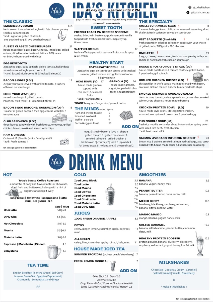 Ida's Kitchen Menu 1