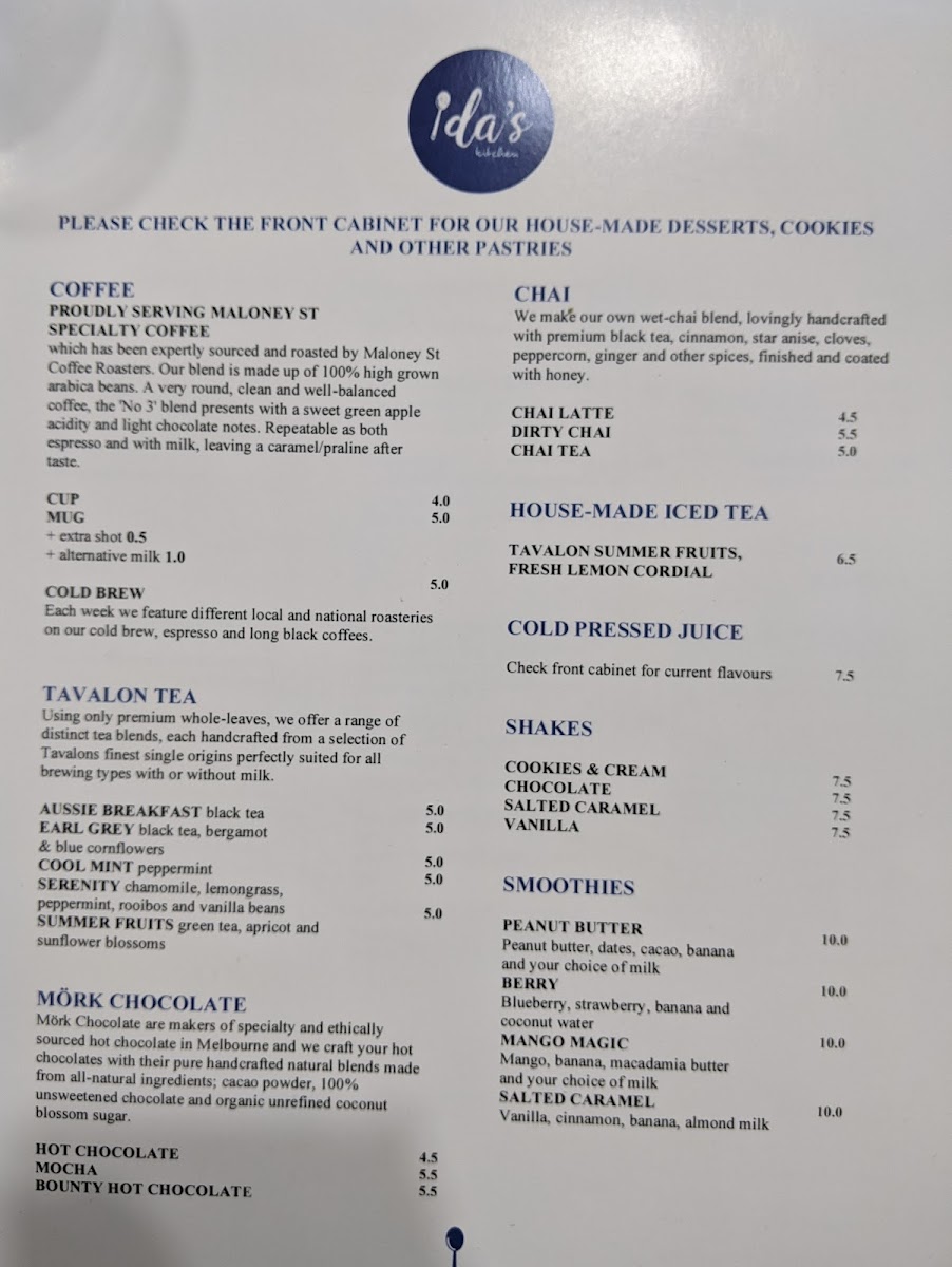 Ida's Kitchen Menu 3
