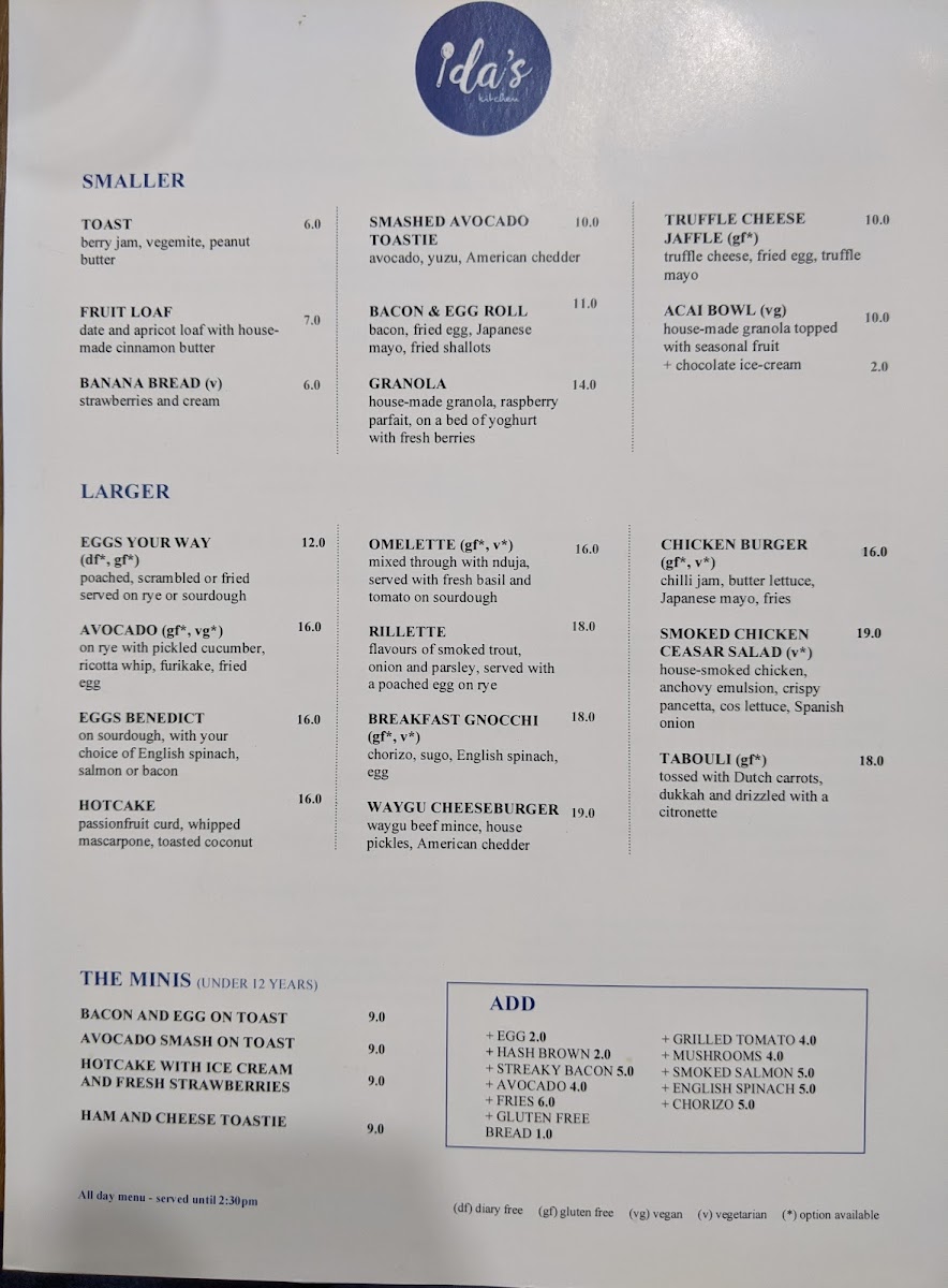 Ida's Kitchen Menu 4