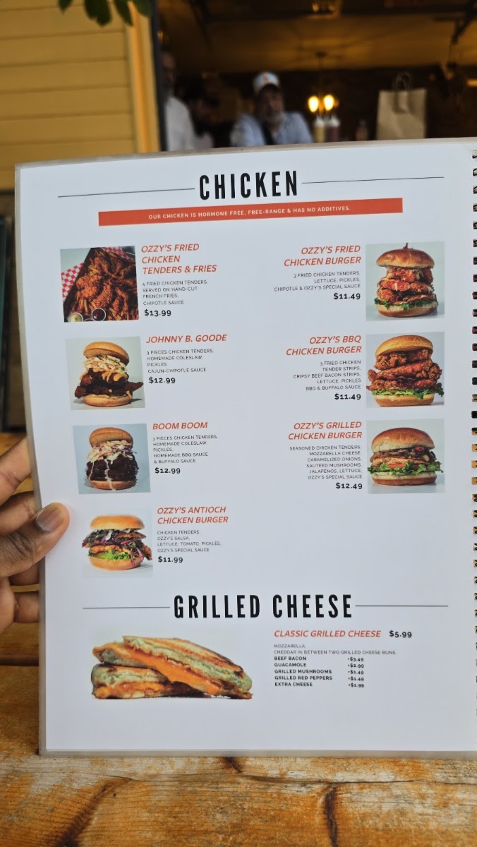 Ozzy's Burgers Toronto Menu 2