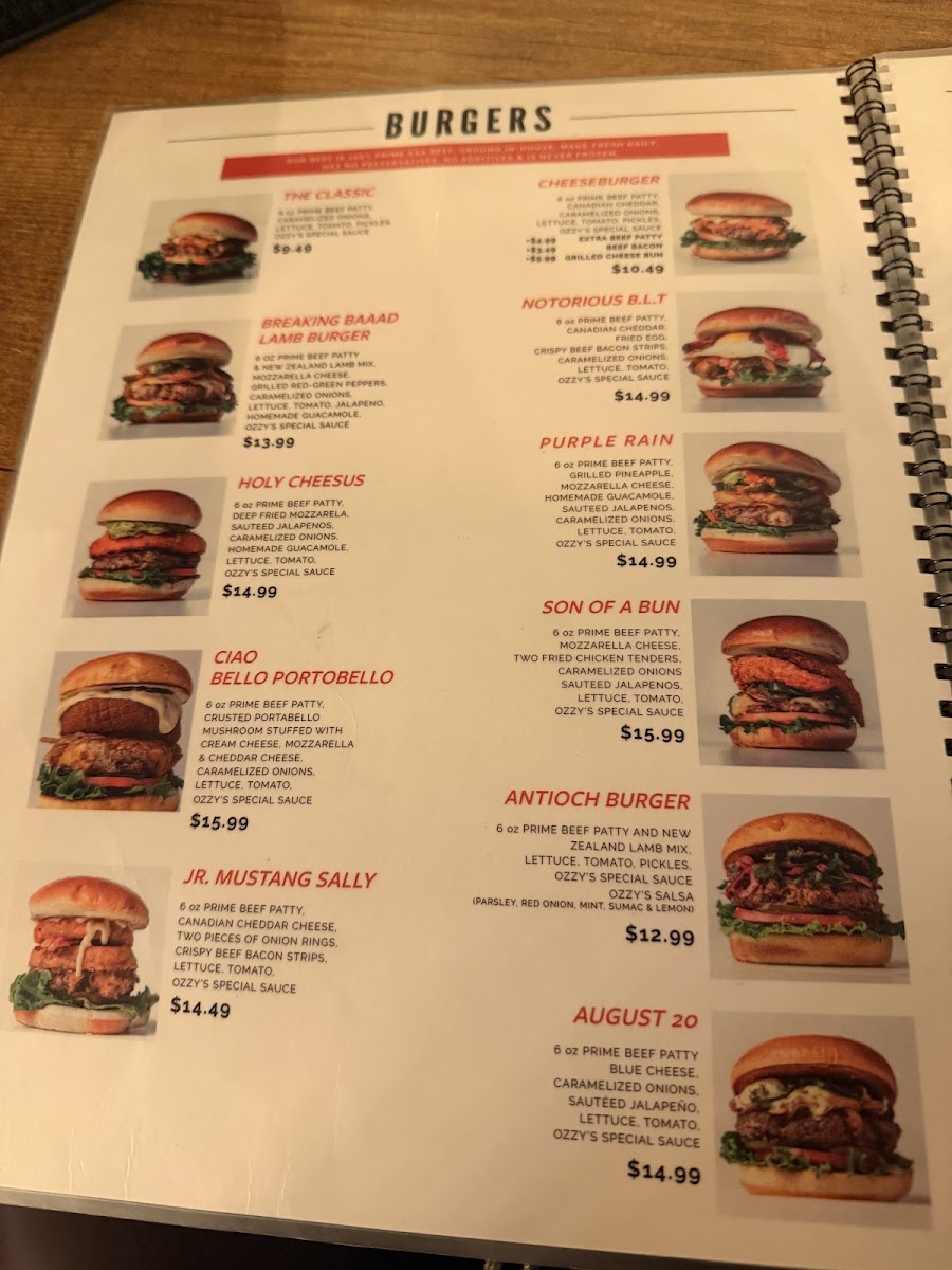 Ozzy's Burgers Toronto Menu 9