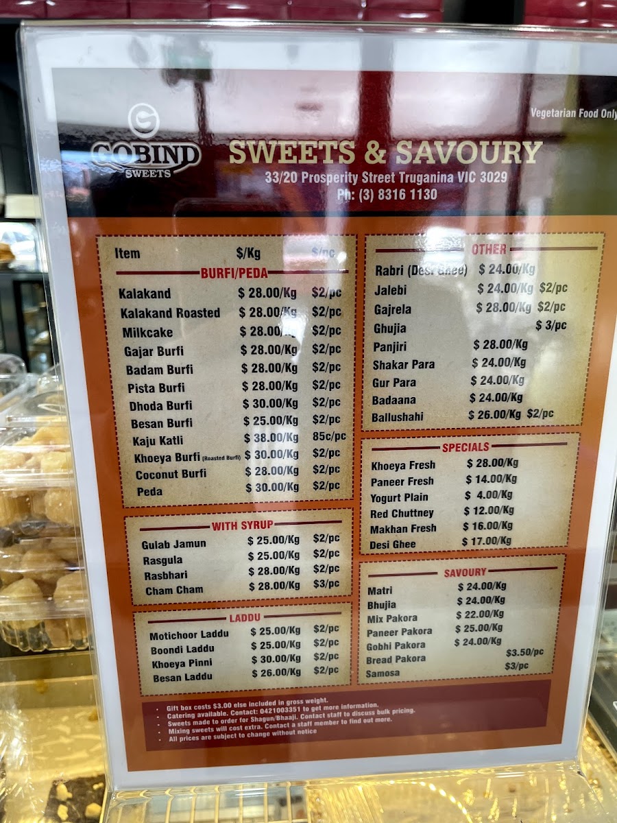 Gobind Sweets Menu 10