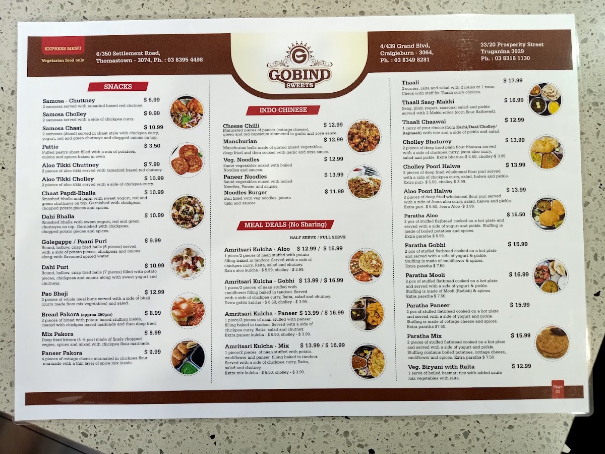 Gobind Sweets Menu 3