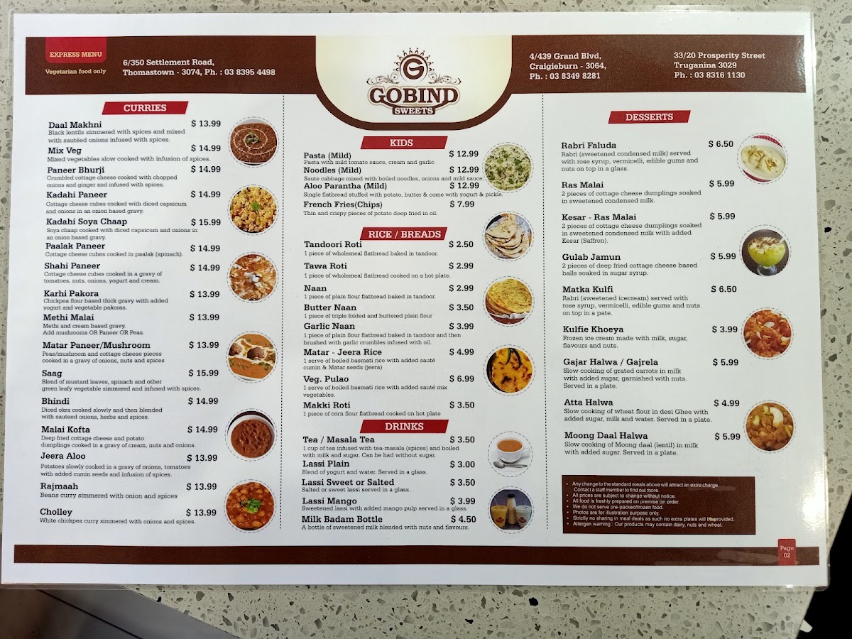 Gobind Sweets Menu 5