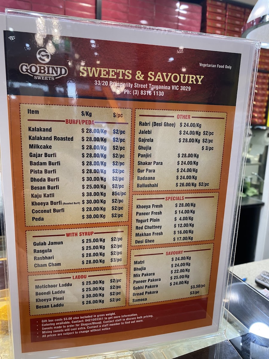 Gobind Sweets Menu 8