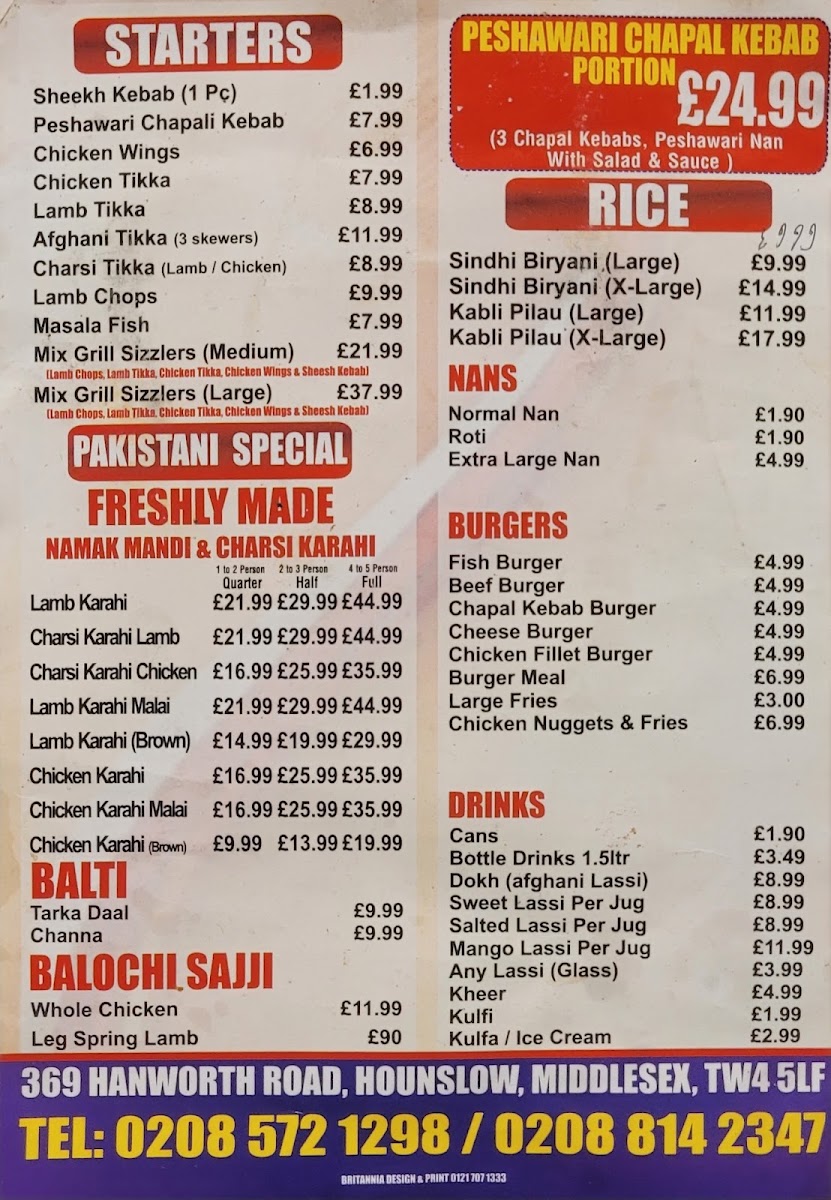 Taste of Pakistan Restaurant and Take away Menu 1