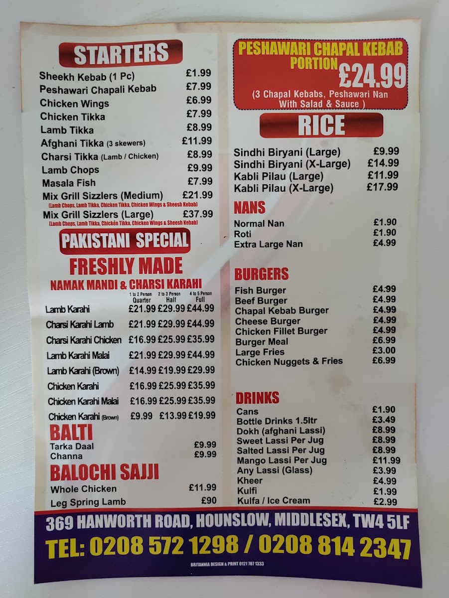 Taste of Pakistan Restaurant and Take away Menu 2