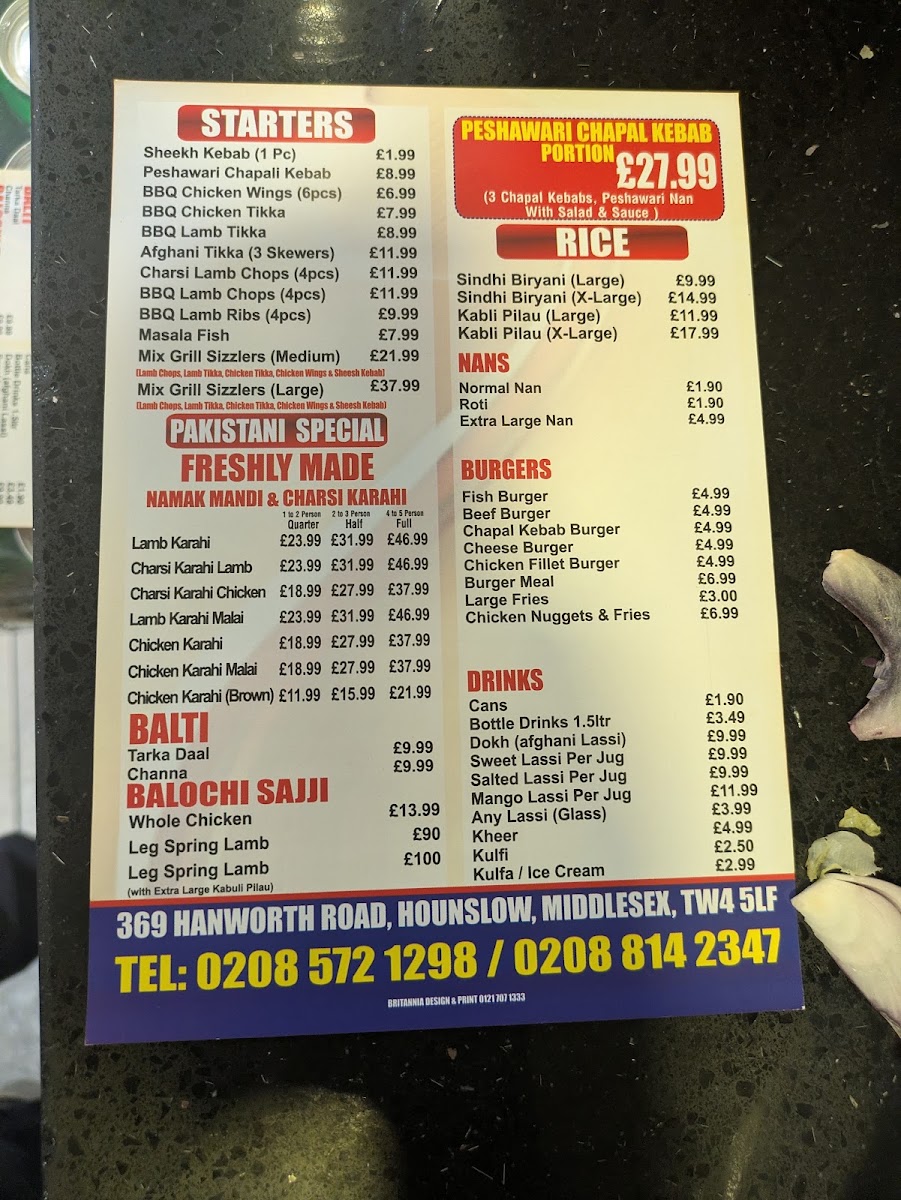 Taste of Pakistan Restaurant and Take away Menu 4
