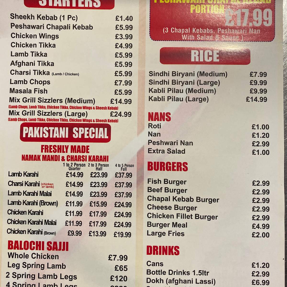 Taste of Pakistan Restaurant and Take away Menu 5