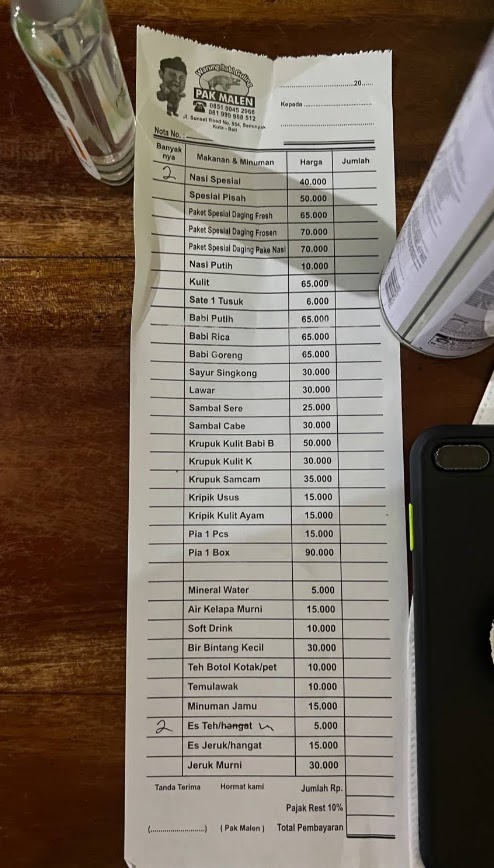 Warung Babi Guling Pak Malen Menu 2
