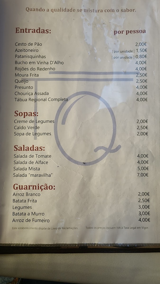 Tasquinha da Quinta Menu 6