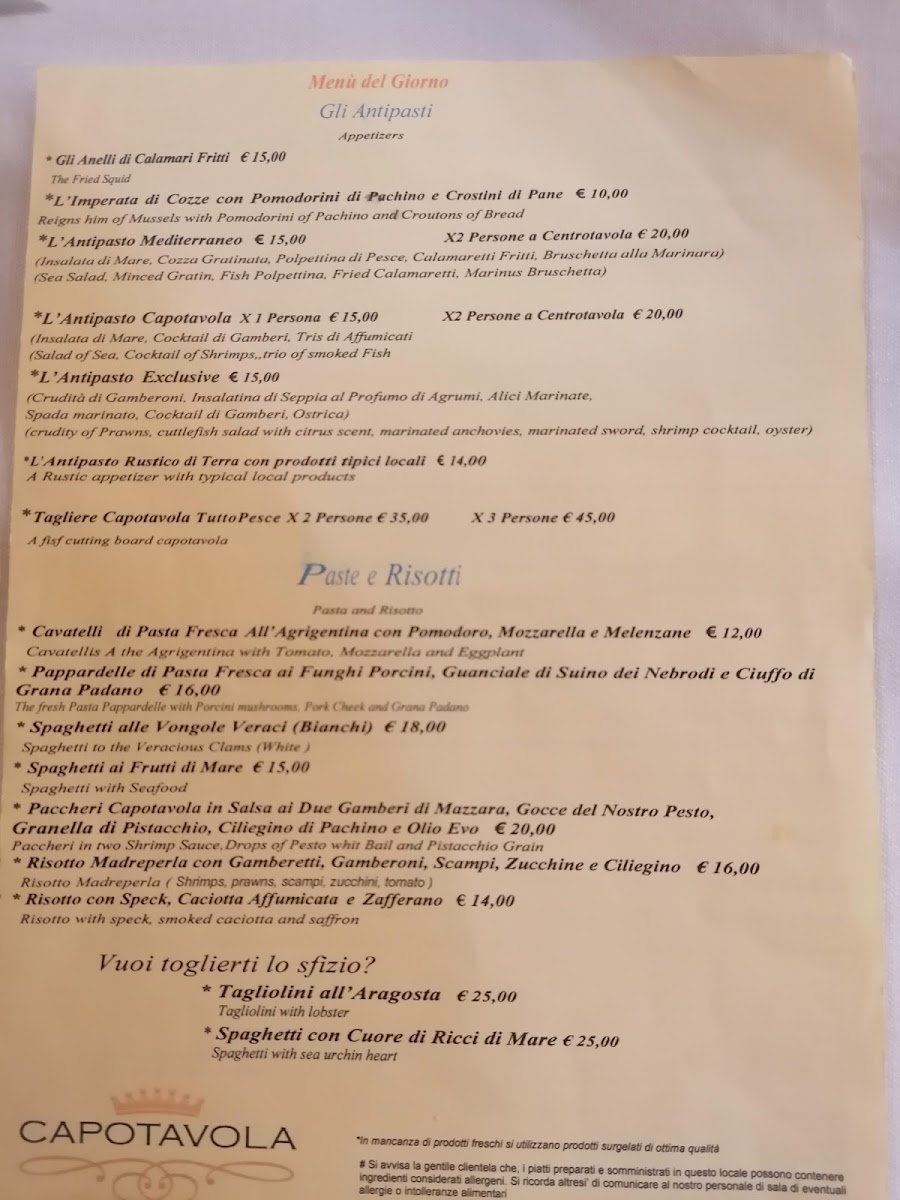 Ristorante Capotavola Menu 3
