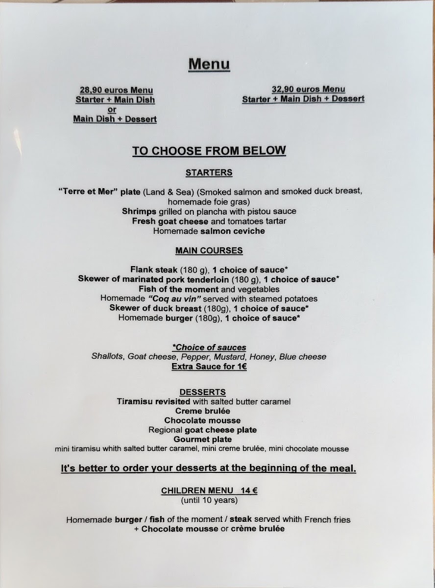 Le Parvis Menu 4