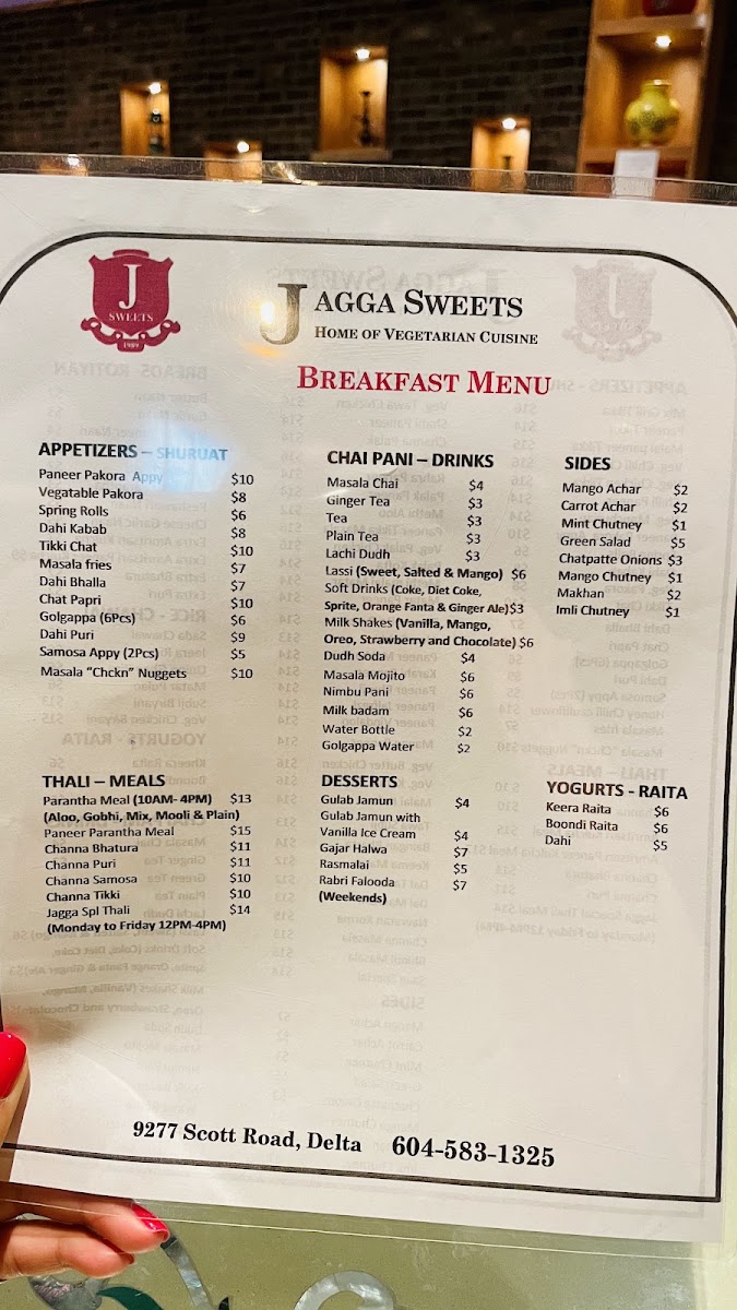 Jagga Sweets - Home of Indian Vegetarian Cuisine Menu 4