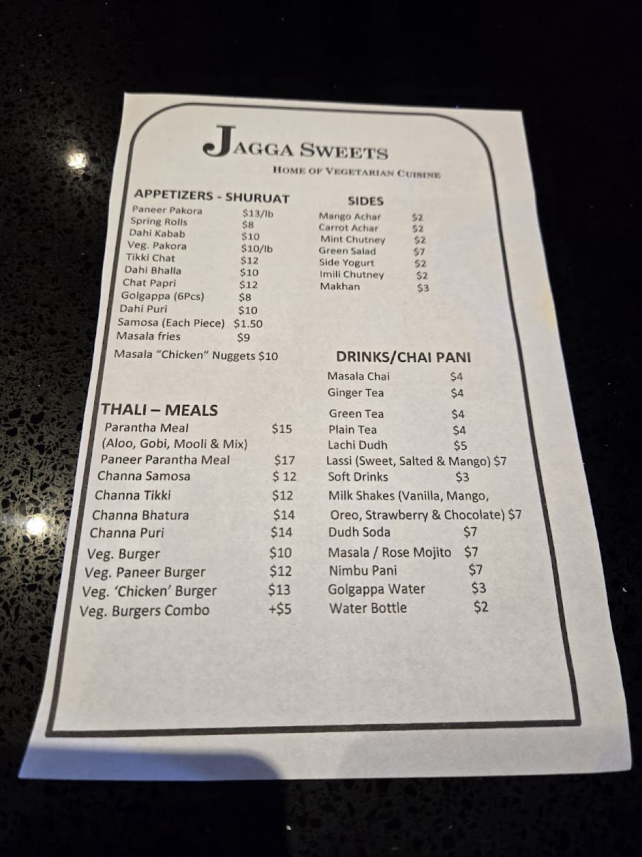 Jagga Sweets - Home of Indian Vegetarian Cuisine Menu 8