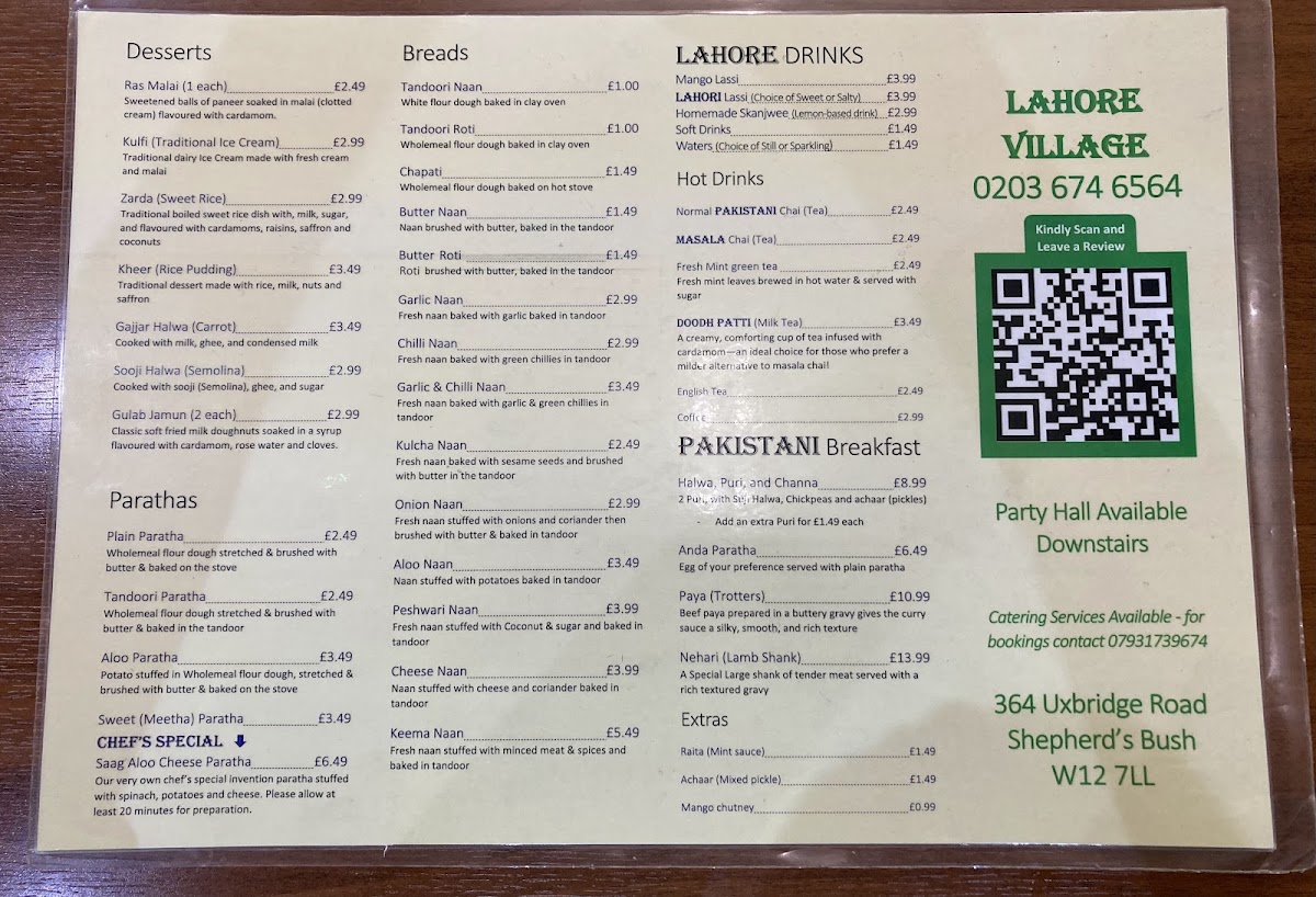 Lahore Village Menu 3
