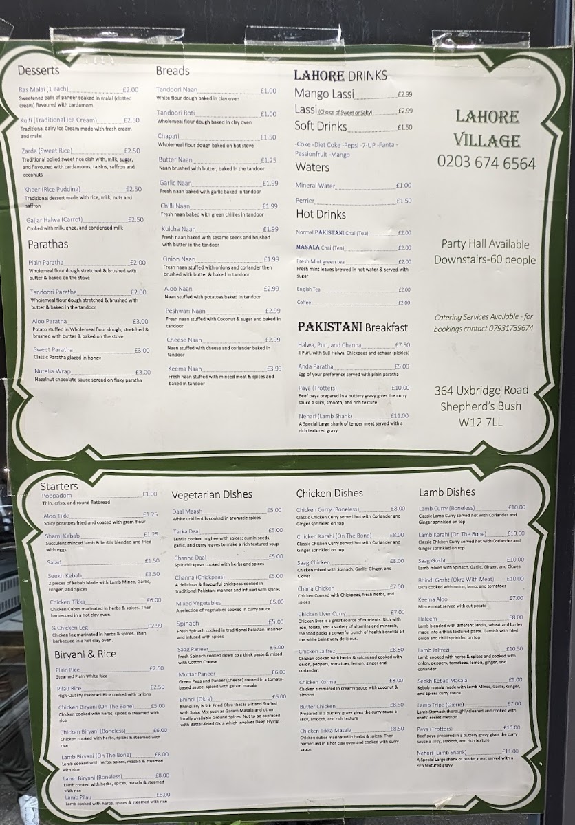 Lahore Village Menu 7