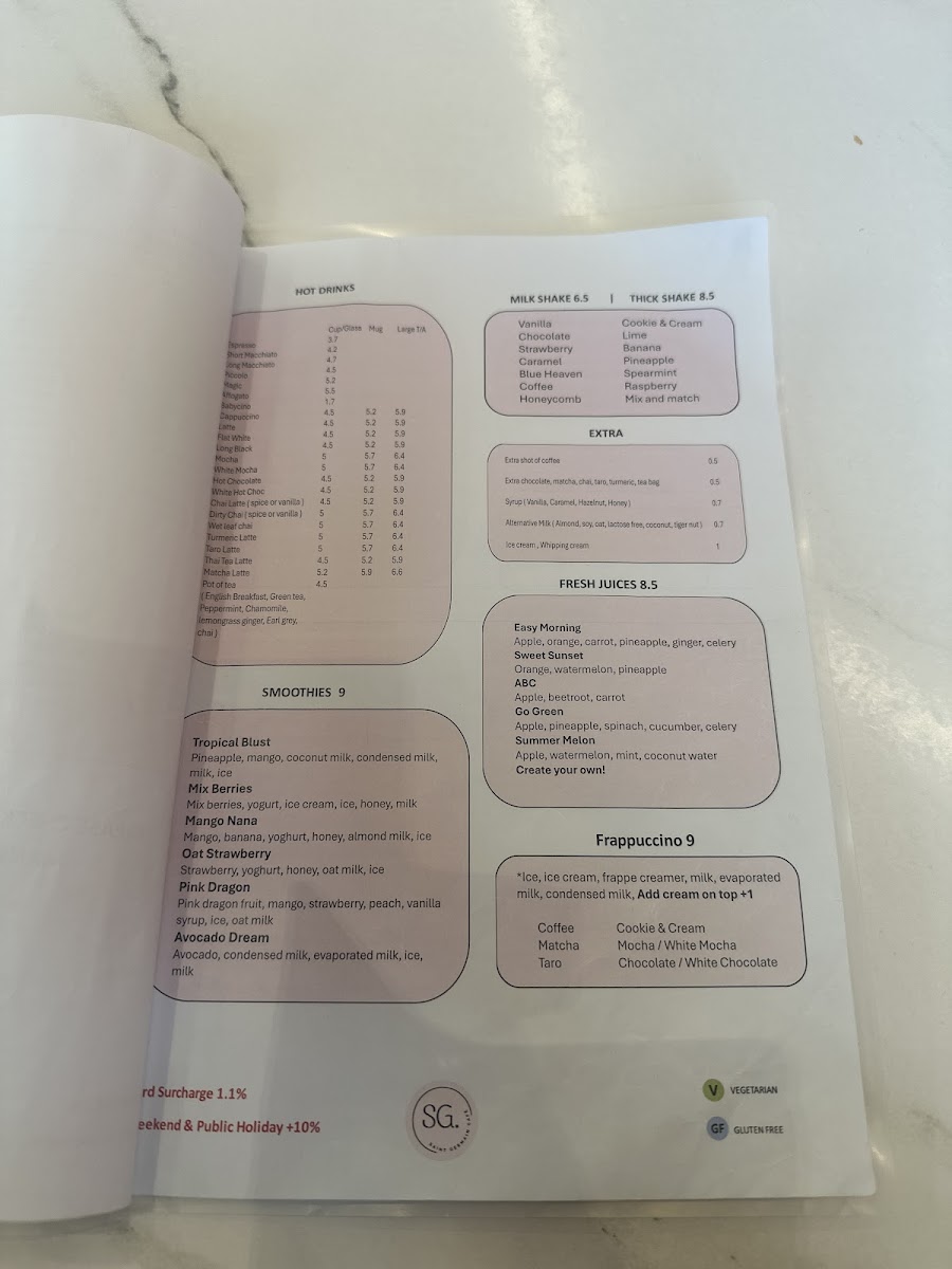 St Germain Cafe Menu 2