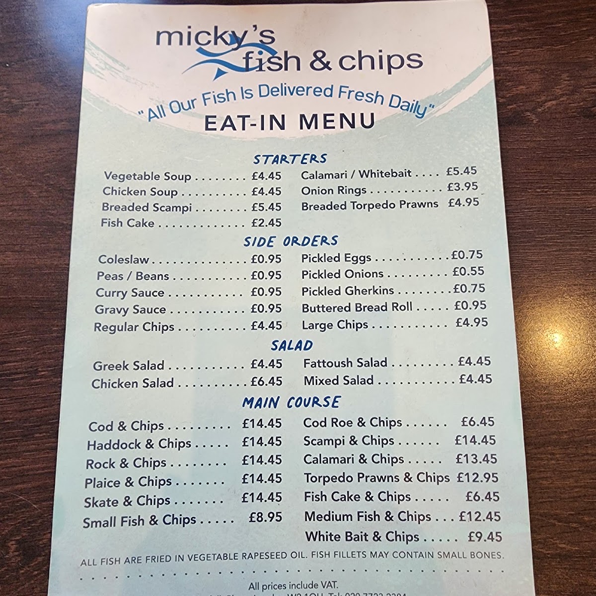 Micky's Fish & Chips Menu 2