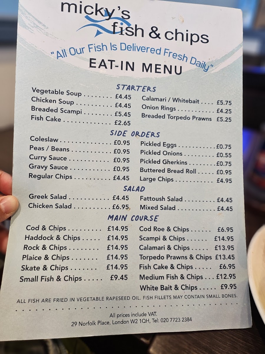 Micky's Fish & Chips Menu 3