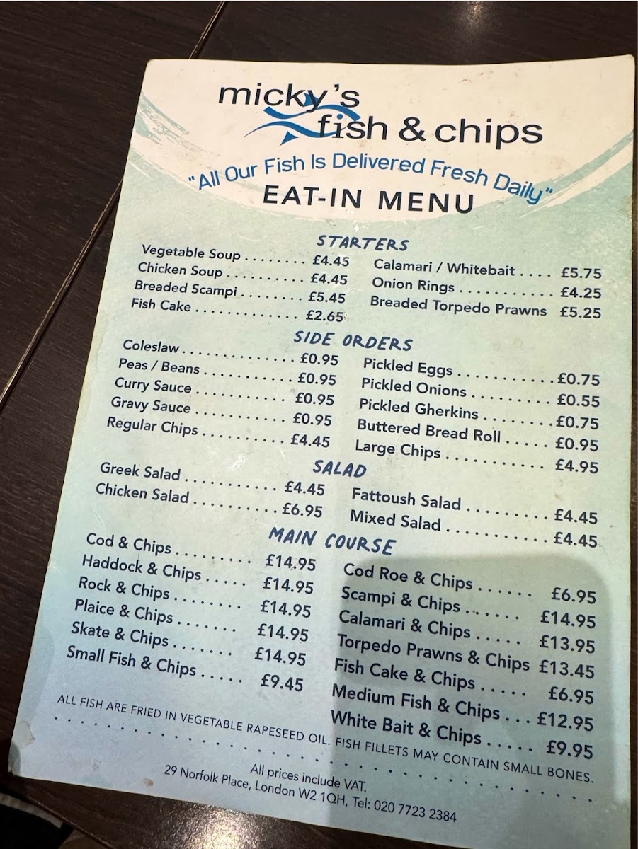 Micky's Fish & Chips Menu 5