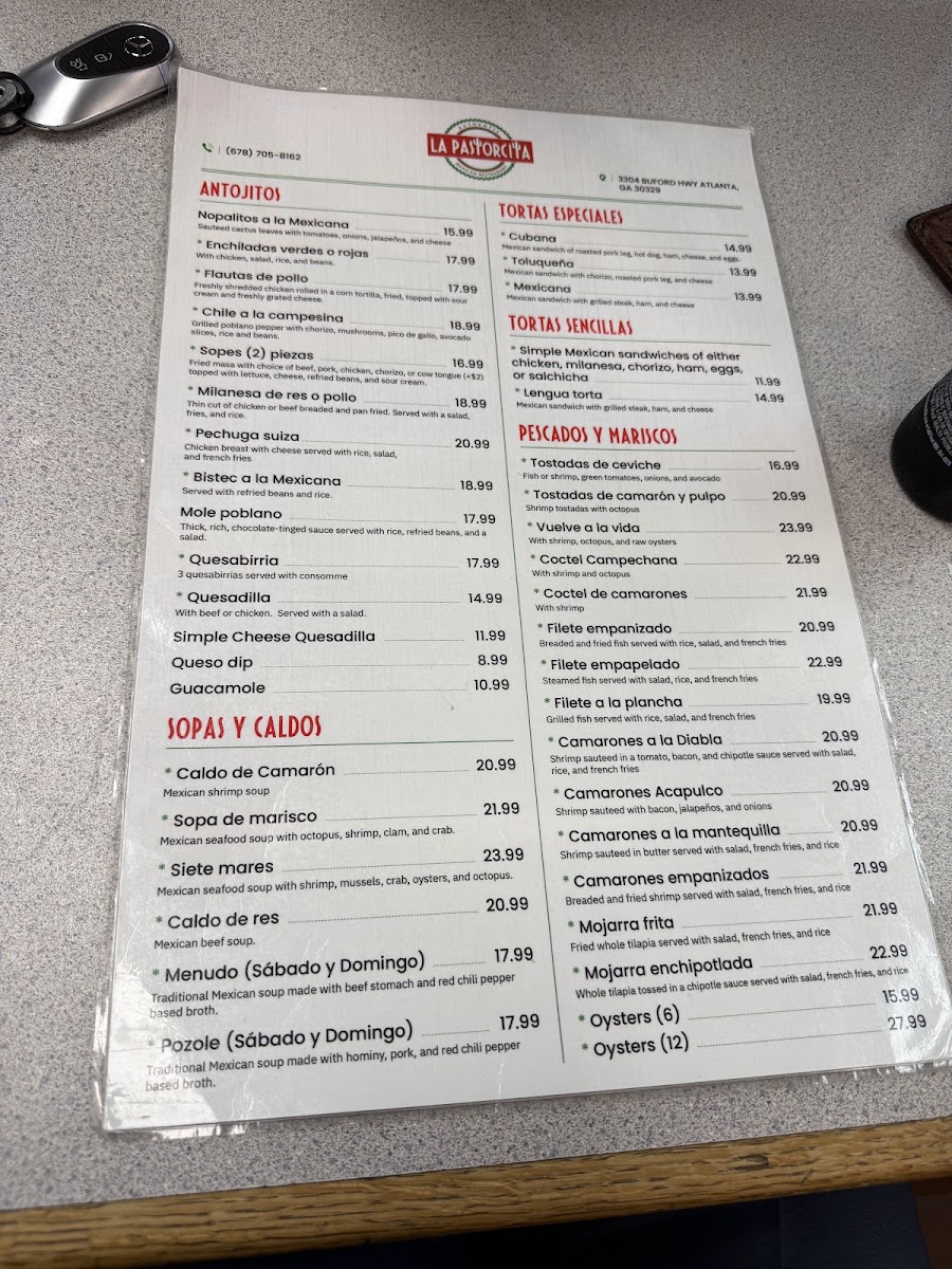 La Pastorcita Menu 3