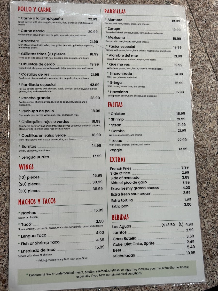 La Pastorcita Menu 5