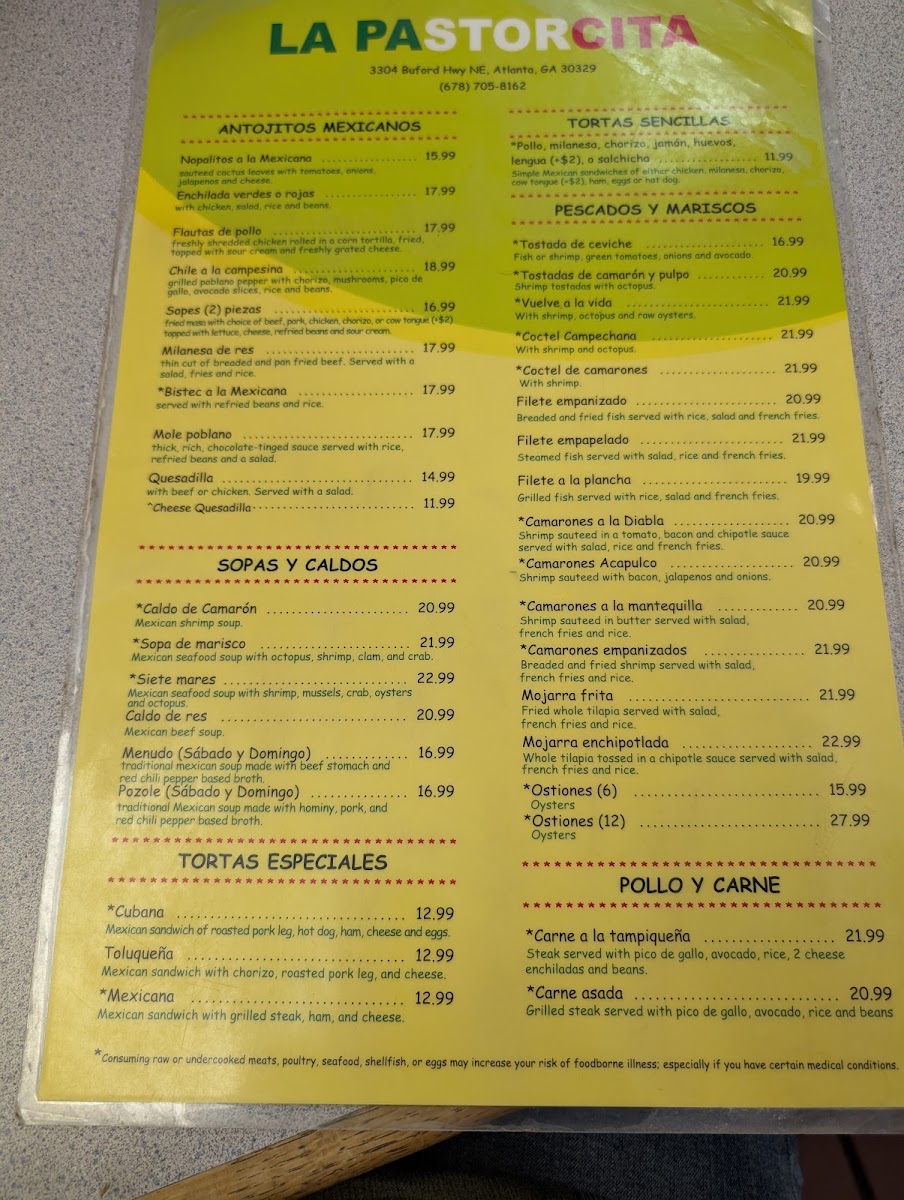 La Pastorcita Menu 7